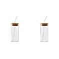 thumbnail image 1 of 12 oz Insulated Glass Cups with Lids and Straws, Iced Coffee Tumblers for Smoothies Tea Juice, Dishwasher Safe Drinking Glasses with Reusable Straws 2PC, 1 of 6