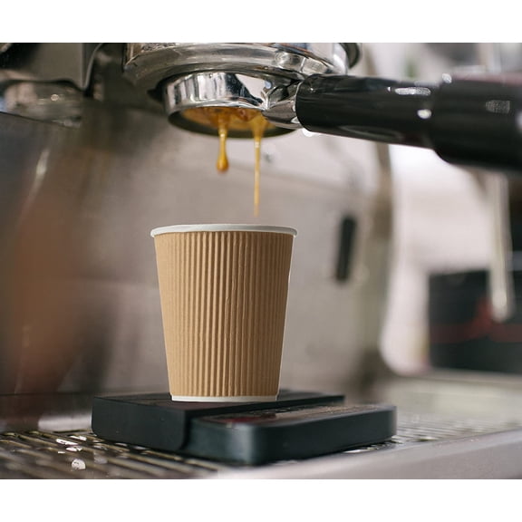 12 oz Insulated Ripple Wall Disposable Paper Coffee Cups (150 Pack)