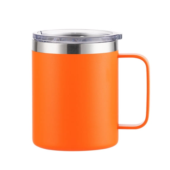 12 oz Insulated Stainless Steel Coffee Mug with Handle & Sliding Lid, 304 Stainless Steel Reusable Travel Cup for Office Home Beer Tea Drinks