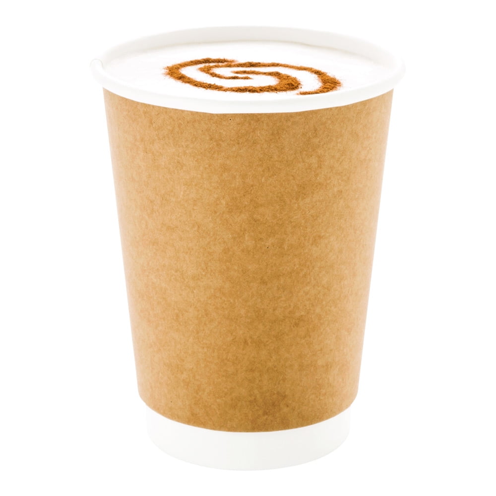 8 oz White Paper Coffee Cup - Double Wall - 3 1/2 inch x 3 1/2 inch x 3 1/4 inch - 500 Count Box