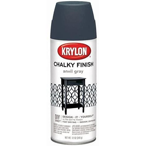 Krylon Chalky Finish Spray Paint - Anvil Gray, Chalky, Paintable - Pack of 6, 12 Oz