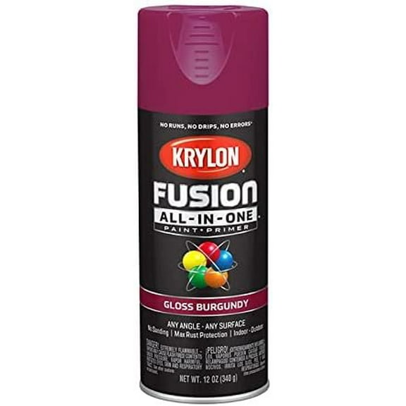 12 oz Krylon K02704007 Burgundy Fusion All-In-One Paint & Primer Spray Paint, Gloss Pack of 6