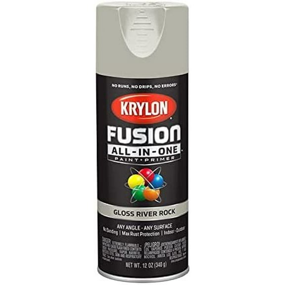 12 oz Krylon K02721007 River Rock Fusion All-In-One Paint & Primer Spray Paint, Gloss Pack of 6