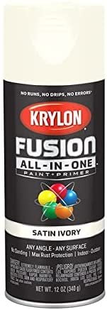 12 oz Krylon K02739007 Ivory Fusion All-In-One Paint & Primer Spray Paint, Satin Pack of 6