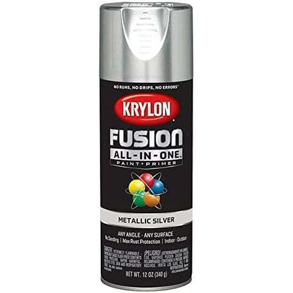 12 oz Krylon K02773007 Silver Fusion All-In-One Paint & Primer Spray Paint, Metallic Pack of 6