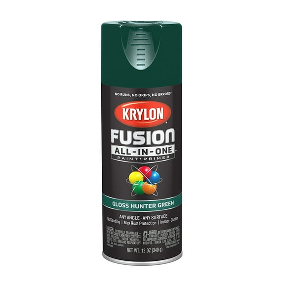 12 oz Krylon K02789007 Hunter Green Fusion All-In-One Paint & Primer Spray Paint, Gloss