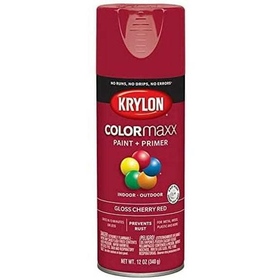 12 oz Krylon K05511007 Cherry Red COLORmaxx Paint & Primer Spray Paint, Gloss Pack of 6