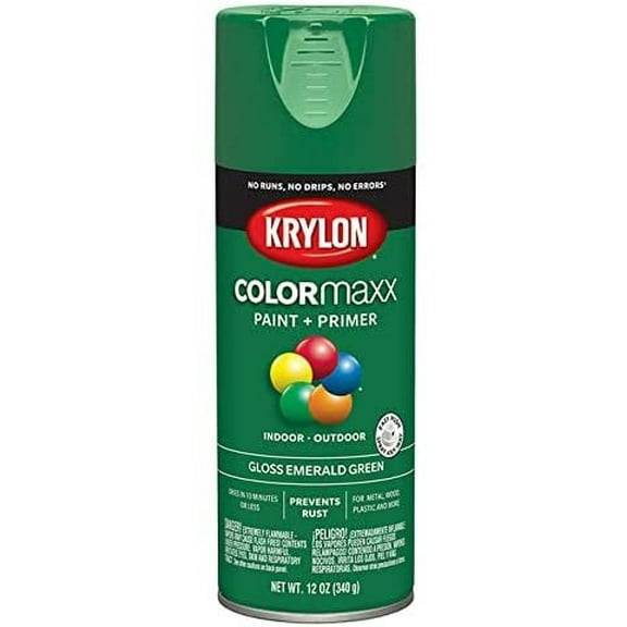 Krylon COLORmaxx Paint & Primer Spray Paint, Gloss - Quick Drying - Pack of 6, 12 oz, Green