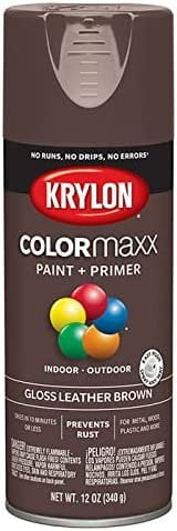 Krylon Diversified Brands K05527007 COLORmaxx Spray Paint + Primer, Gloss Leather Brown, 12-oz. - Quantity 6