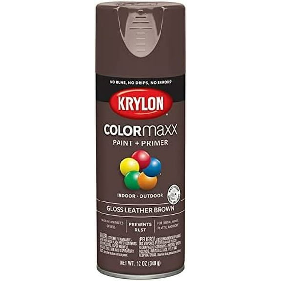 12 oz Krylon K05527007 Leather Brown COLORmaxx Paint & Primer Spray Paint, Gloss Pack of 6
