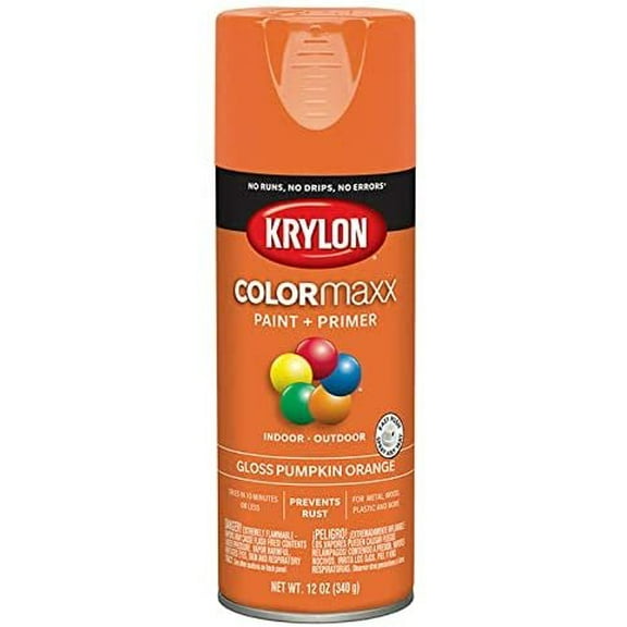 Krylon Diversified Brands K05532007 COLORmaxx Spray Paint + Primer, Gloss Pumpkin Orange, 12-oz. - Quantity 6