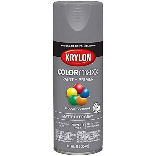 12 oz Krylon K05550007 Deep Gray COLORmaxx Paint & Primer Spray Paint
