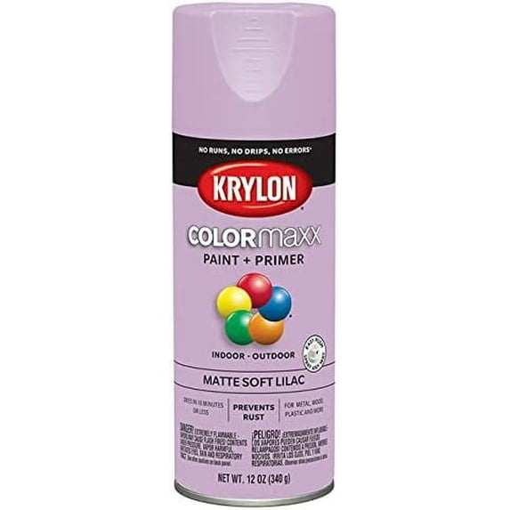 12 oz Krylon K05602007 Soft Lilac COLORmaxx Paint & Primer Spray Paint, Matte Pack of 6