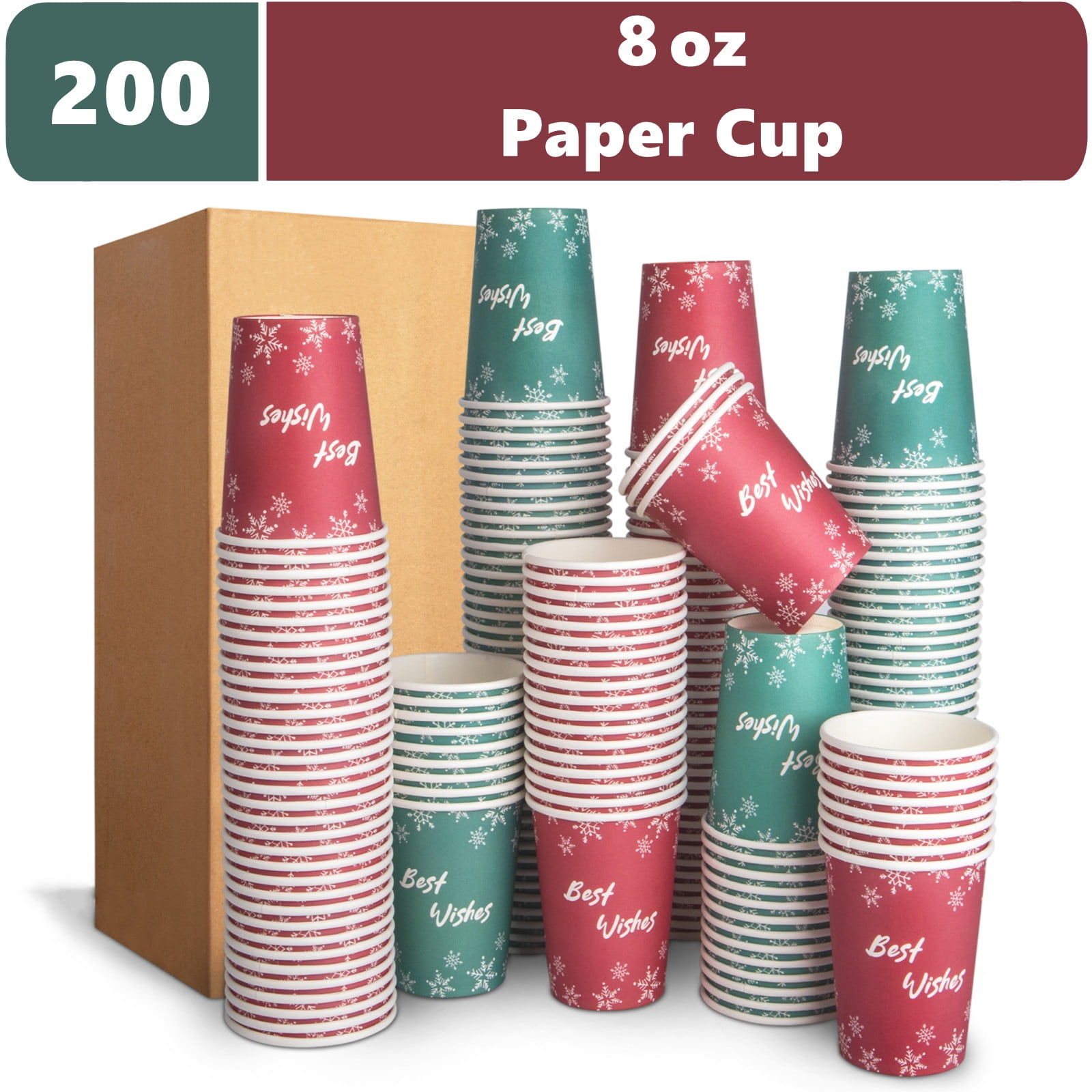 Treamon Paper Hot Cups Disposable Cups, 8 oz 200 Count - Walmart.com