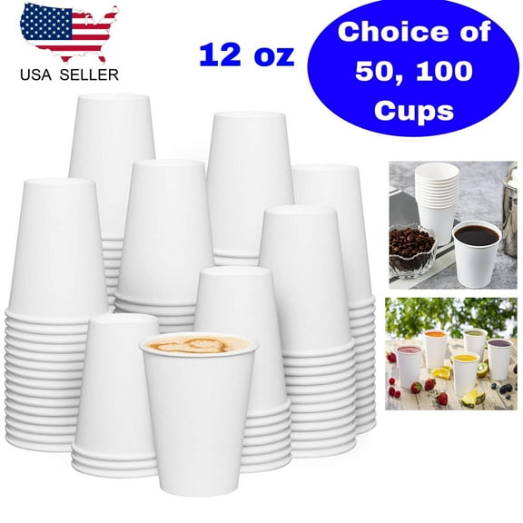 12 oz Paper Cups Disposable Coffee Cups Party Cups For Hot  Cold Drinks BPA FREE
