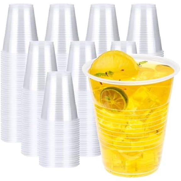 12 oz Plastic Cups, 300 Pack - Clear Disposable Drinking Cups for Cold Beverages, Transparent Party Cups, BPA-Free