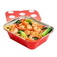 thumbnail image 1 of 12 oz Rectangle Red Aluminum Take Out Container - Polka Dot Paper Lid - 5 3/4" x 4 3/4" x 1 3/4" - 50 count box, 1 of 9