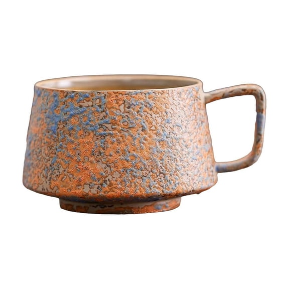 12 oz Rustic Handcrafted Coffee Mug, Unique Glazed Ceramic Pottery Cup with Comfortable Handle for Latte Art, Afternoon Tea, Hot Chocolate, Vintage Style Drinkware for Home Use