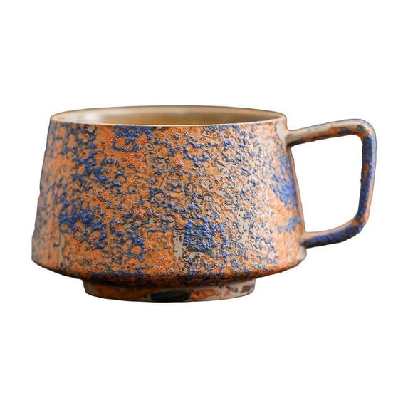 12 oz Rustic Handcrafted Coffee Mug, Unique Glazed Ceramic Pottery Cup with Comfortable Handle for Latte Art, Afternoon Tea, Hot Chocolate, Vintage Style Drinkware for Home Use