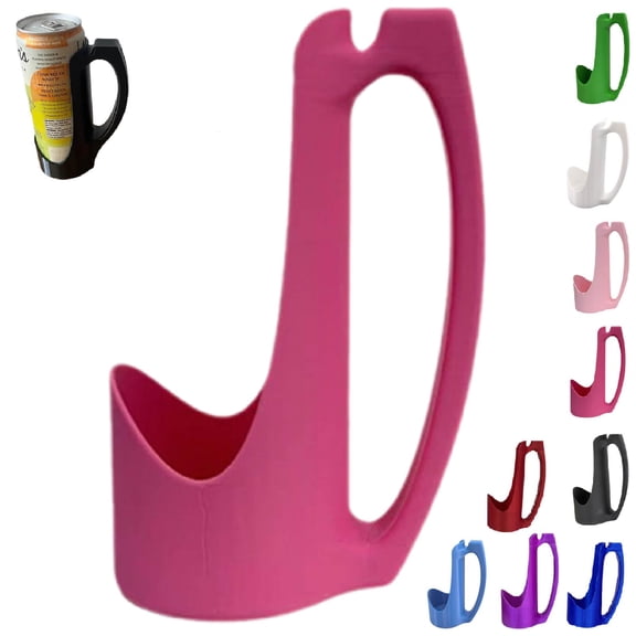12 oz Slim Can Holder with Handle - 3D Printed Ergonomic Grip, Universal Reusable Skinny Can Cup Holder for Standard Slim Cans of Soda, Beer and Energy Drinks (Black)