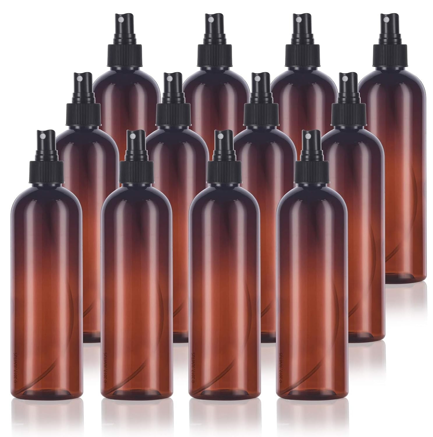 12 oz Slim Tall Round Plastic PET Bottle (BPA Free) with Black Fine