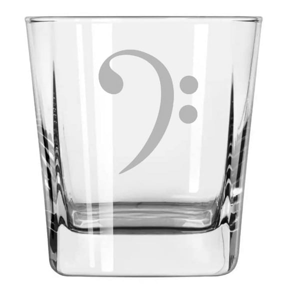 12 oz Square Base Rocks Whiskey Double Old Fashioned Glass Bass Clef