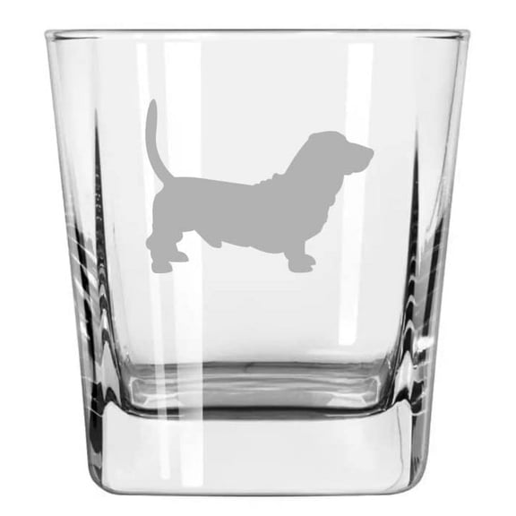 12 oz Square Base Rocks Whiskey Double Old Fashioned Glass Beagle