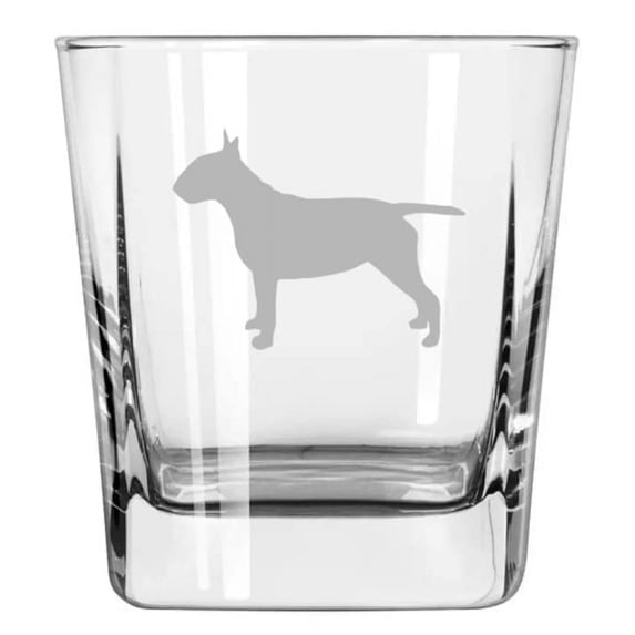 12 oz Square Base Rocks Whiskey Double Old Fashioned Glass Bull Terrier