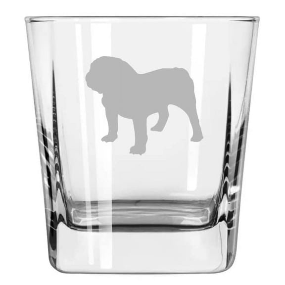 12 oz Square Base Rocks Whiskey Double Old Fashioned Glass Bulldog