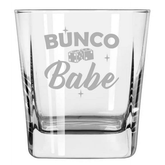 12 oz Square Base Rocks Whiskey Double Old Fashioned Glass Bunco Babe