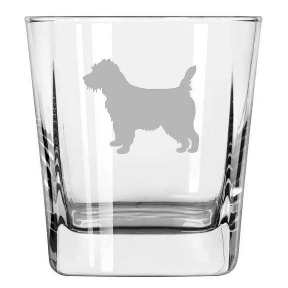 12 oz Square Base Rocks Whiskey Double Old Fashioned Glass Cairn Terrier