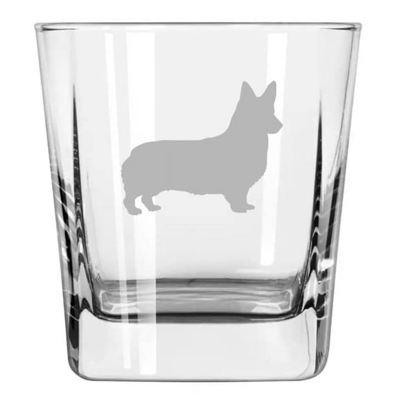 12 oz Square Base Rocks Whiskey Double Old Fashioned Glass Corgi