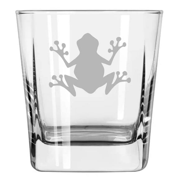 12 oz Square Base Rocks Whiskey Double Old Fashioned Glass Frog