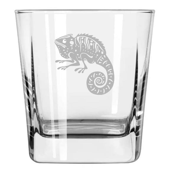 12 oz Square Base Rocks Whiskey Double Old Fashioned Glass Iguana