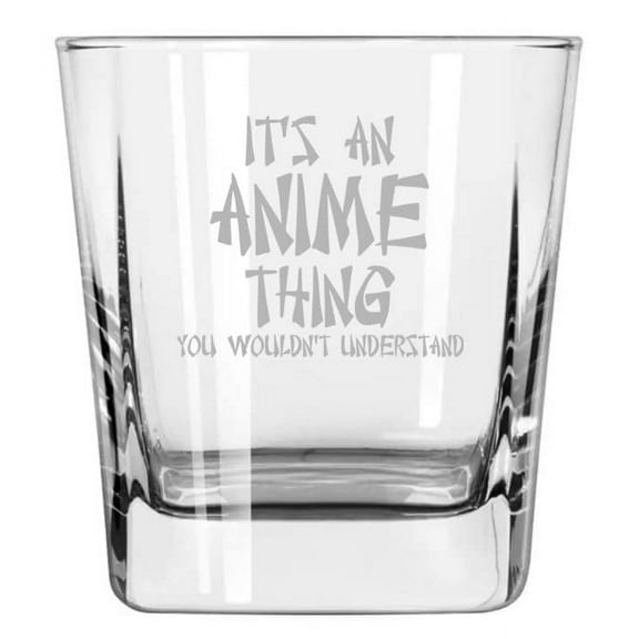 12 oz Square Base Rocks Whiskey Double Old Fashioned Glass It's An Anime Thing