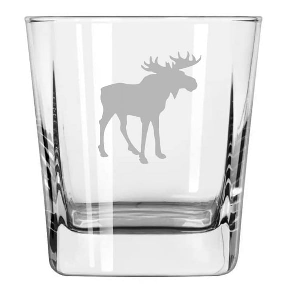 12 oz Square Base Rocks Whiskey Double Old Fashioned Glass Moose