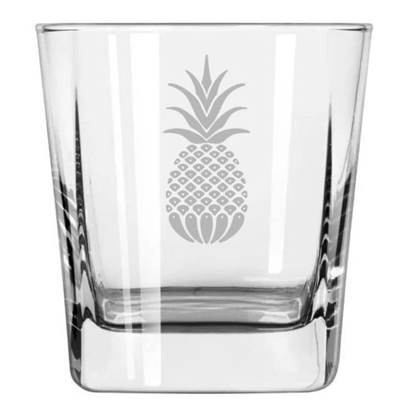 12 oz Square Base Rocks Whiskey Double Old Fashioned Glass Pineapple