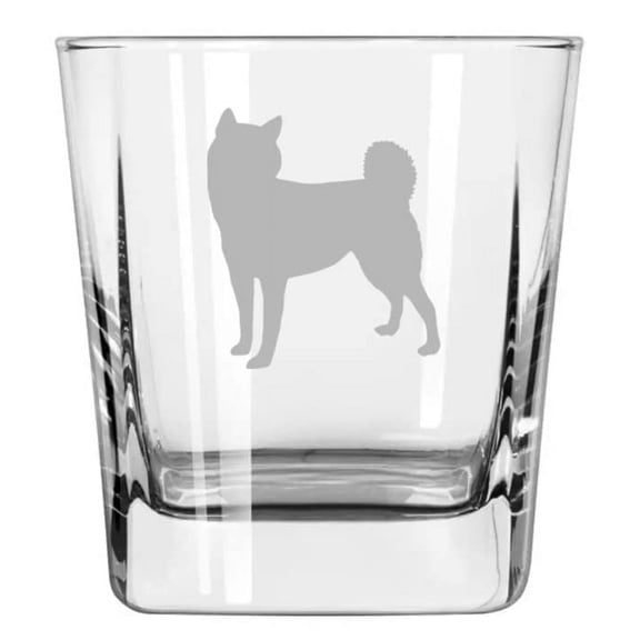 12 oz Square Base Rocks Whiskey Double Old Fashioned Glass Shiba Inu