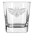 thumbnail image 1 of 12 oz Square Base Rocks Whiskey Double Old Fashioned Glass Tribal Owl, 1 of 1