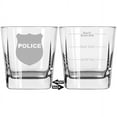 thumbnail image 1 of 12 oz Square Base Rocks Whiskey Double Old Fashioned Glass Two Sided Good Day Bad Day Don't Even Ask Police Badge, 1 of 1