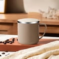 thumbnail image 1 of 12 oz Stainless Steel Coffee Mug with Handle, Double Wall Vacuum Insulated Travel Tumbler, Leak-Proof Lid for Office & Commute, Matte Brown, 1 of 6