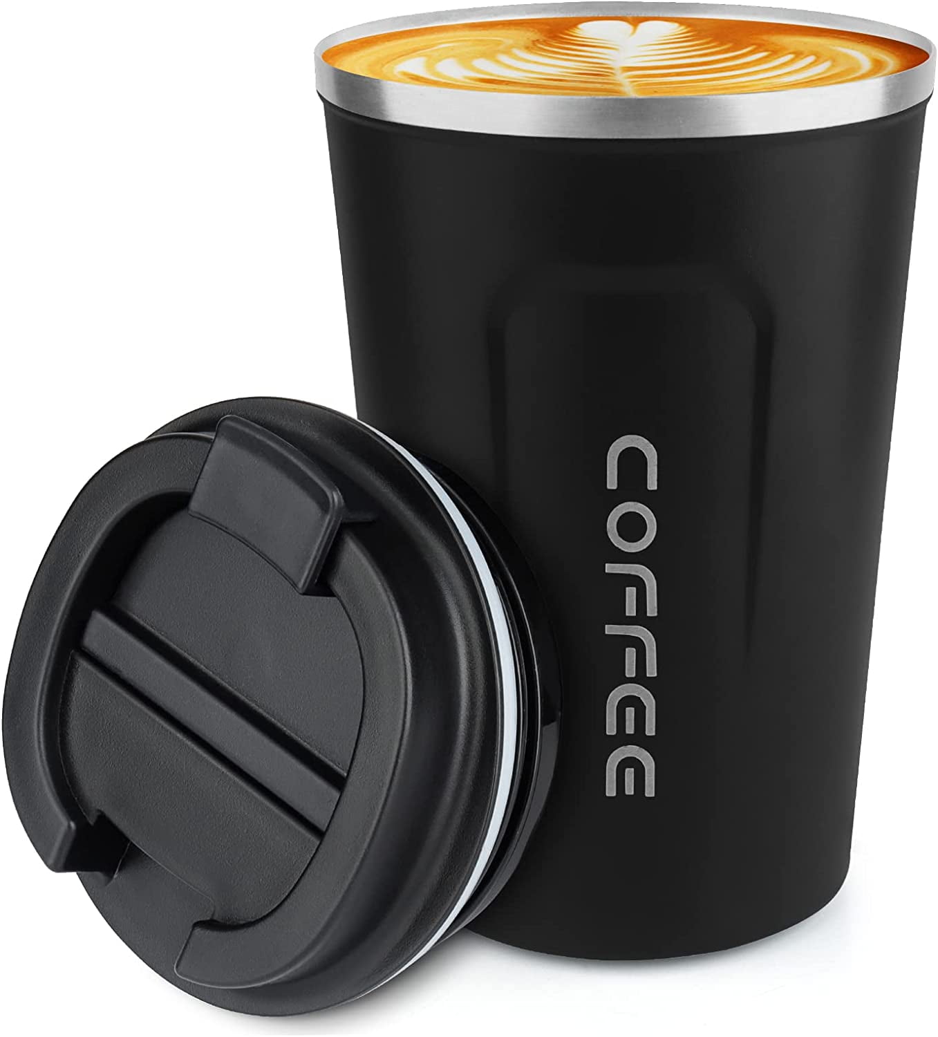 14 oz Travel Coffee Mug, 2 Pack Vacuum Insulated Coffee Travel Mug Spill  Proof with Lid and Straw, Reusable Coffee Tumbler for Keep Hot/Ice  Coffee,Tea and Beer, Car Thermos Cup Gift for Christmas 