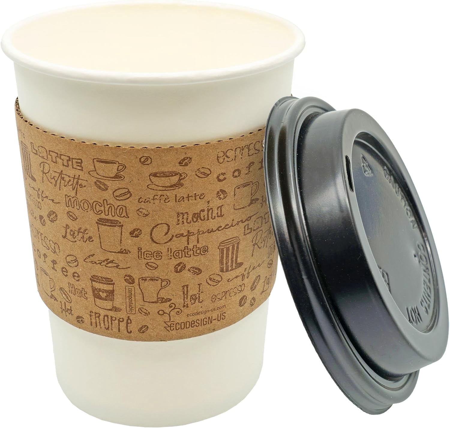 12 oz To Go Paper Coffee Cups with Lids - 50 Sets - Disposable Hot Cups ...