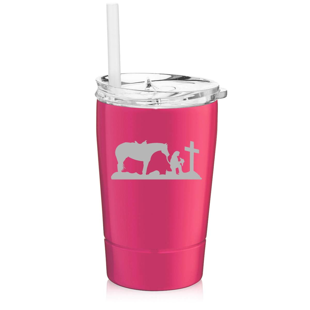 12 oz Tumbler Double Wall Stainless Steel Vacuum Insulated Coffee Travel Mug With Straw Cowgirl
