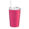 thumbnail image 1 of 12 oz Tumbler Double Wall Stainless Steel Vacuum Insulated Coffee Travel Mug With Straw Heart Love Travel Airplane (Hot Pink), 1 of 1