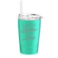 thumbnail image 1 of 12 oz Tumbler Double Wall Stainless Steel Vacuum Insulated Coffee Travel Mug With Straw Life Is Better At The Lake (Light Blue), 1 of 1