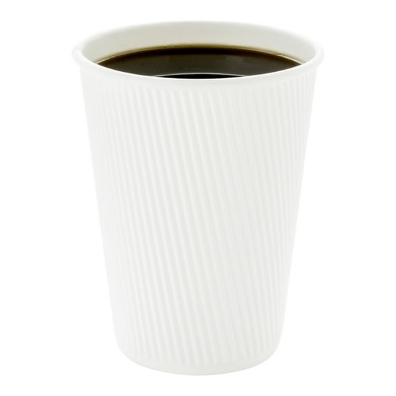 12 oz White Paper Coffee Cup - Ripple Wall - 3 1/2" x 3 1/2" x 4 1/4" - 500 count box