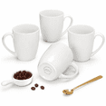 12 oz White Porcelain Coffee Mug Set, 4 Pieces, Lightweight Ceramic Tea ...