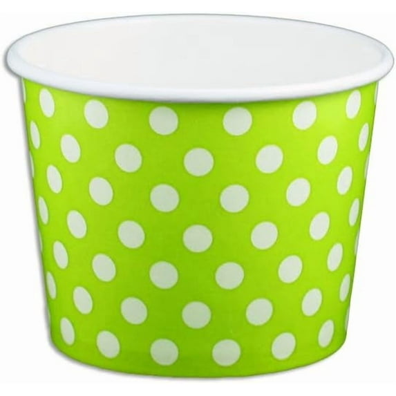 12 oz Yogurt Paper Cups- 1000 Count (Polka Dot- Green)