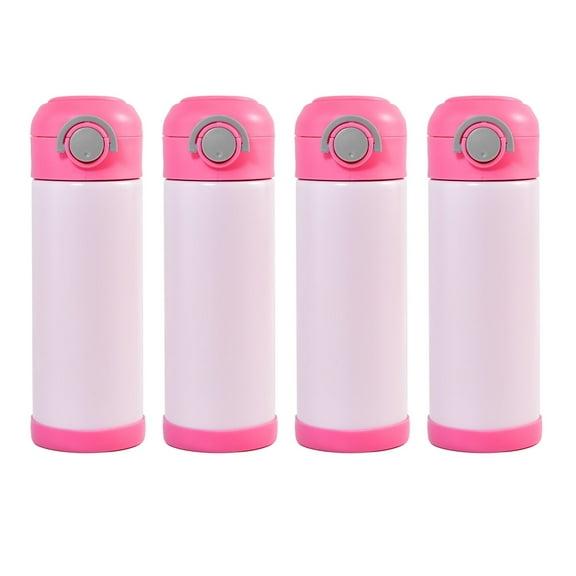 12 oz sublimation sippy cup stainless steel vacuum insulated blank kids tumbler colored light pink  water bottle for DIY Heat Press Print Crafting Gift 4 pack